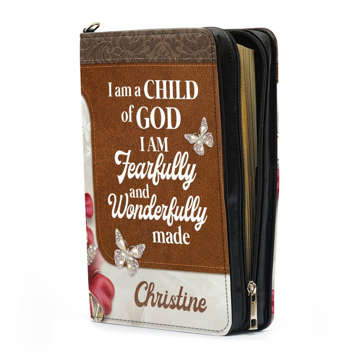 Zippered Leather Case With Name Leather Book Cover, Personalized Bible Cover, Religious Gift, Christian Gift, Bible Covers Jesus Gifts